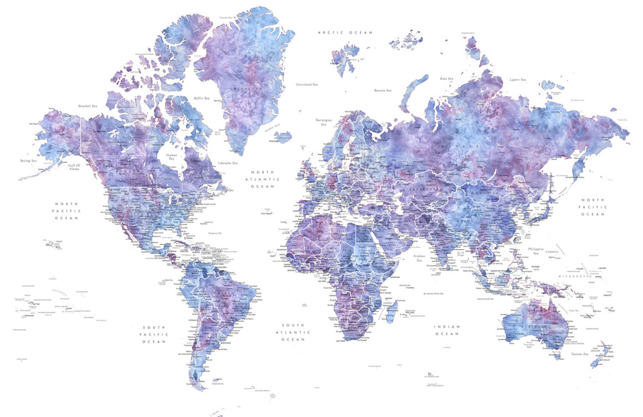 World Map Cities - Raul Mural Wallpaper