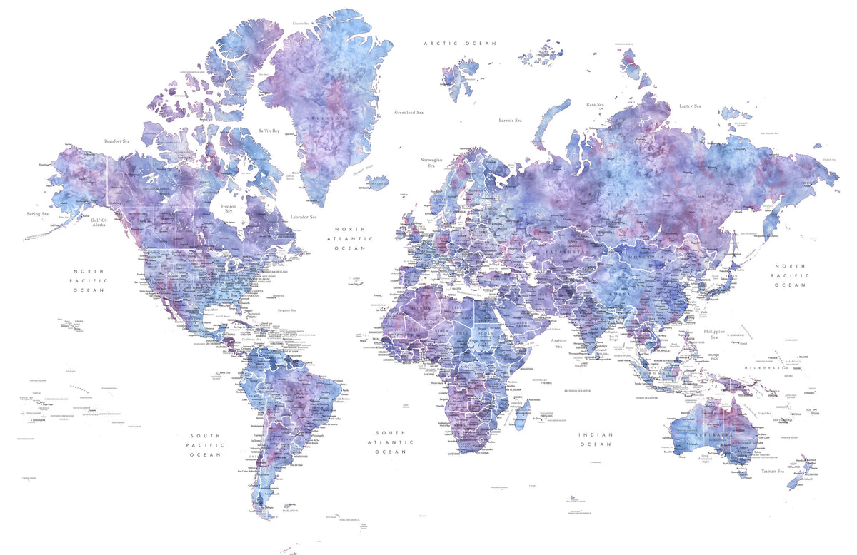World Map Cities - Raul Mural Wallpaper - pure wallpaper artwork