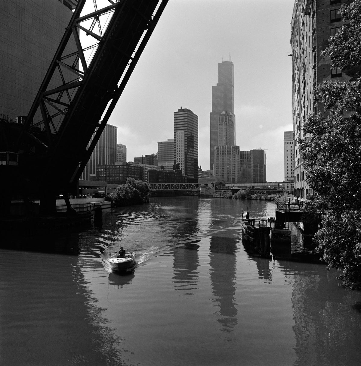 Urban River Crossing Mural Wallpaper - pure wallpaper artwork