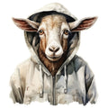 Watercolor Cartoon Goat in a Hoodie Mural Wallpaper - pure wallpaper artwork