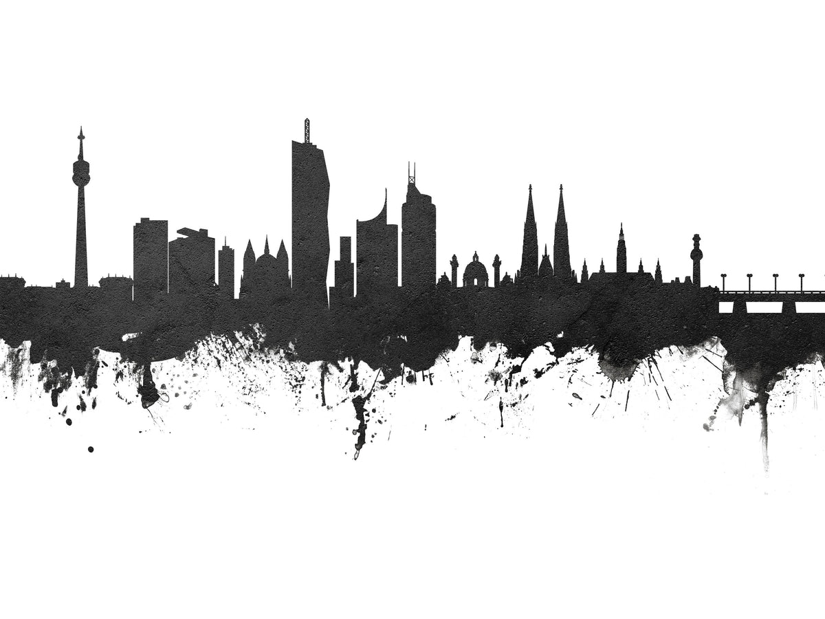 Vienna Austria Skyline Black & White Mural Wallpaper - pure wallpaper artwork