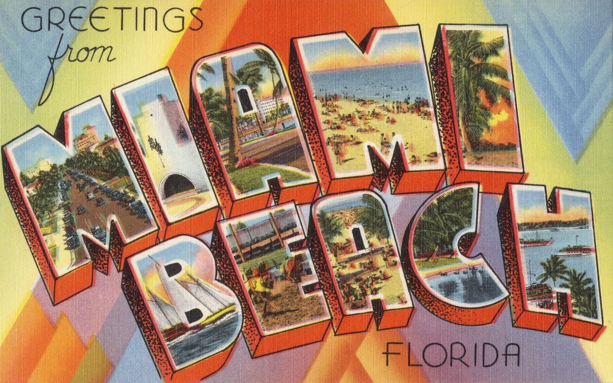Greetings From Miami Beach Mural Wallpaper - pure wallpaper artwork