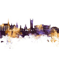 Vevey Switzerland Skyline Purple & Gold Mural Wallpaper - pure wallpaper artwork