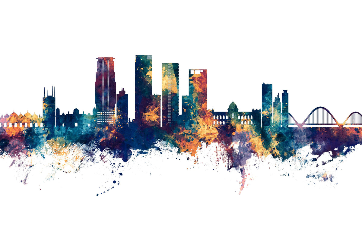 Dhaka Bangladesh Skyline Blue & Bronze Mural Wallpaper - pure wallpaper artwork