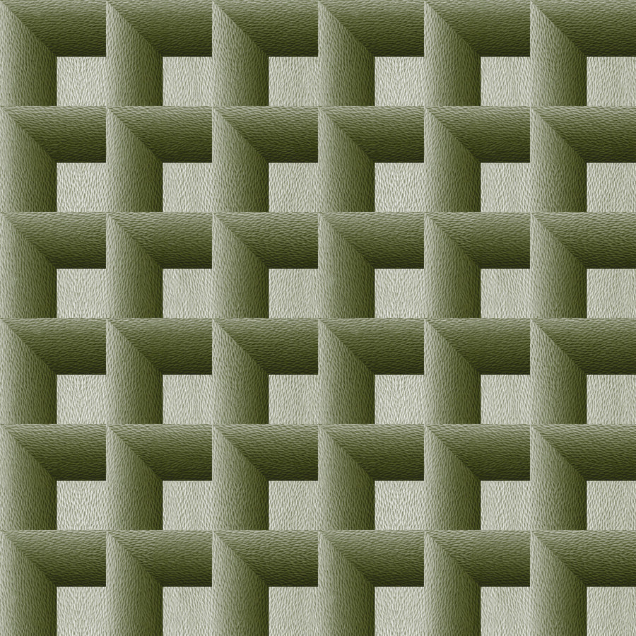 Decorative Cubes, Forest Green Mural Wallpaper