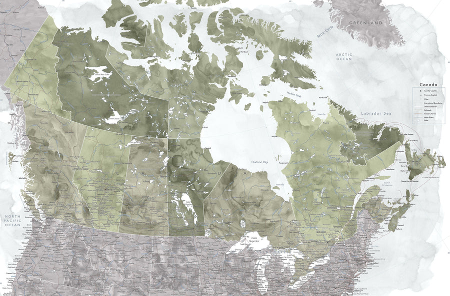 Canada Map Detailed - Helo Mural Wallpaper
