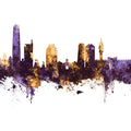 Santiago De Chile Skyline Purple & Gold Mural Wallpaper - pure wallpaper artwork