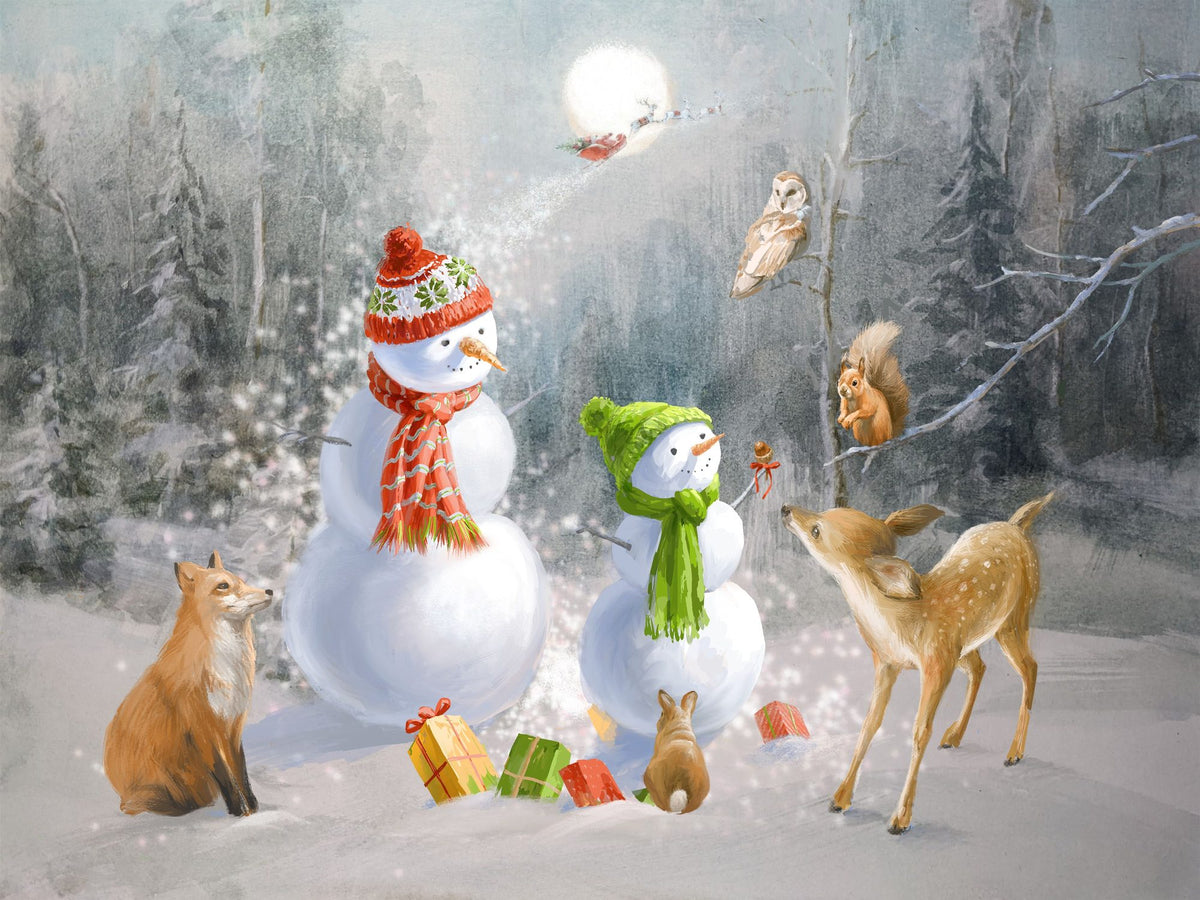 Woodland Snowmen Mural Wallpaper - pure wallpaper artwork