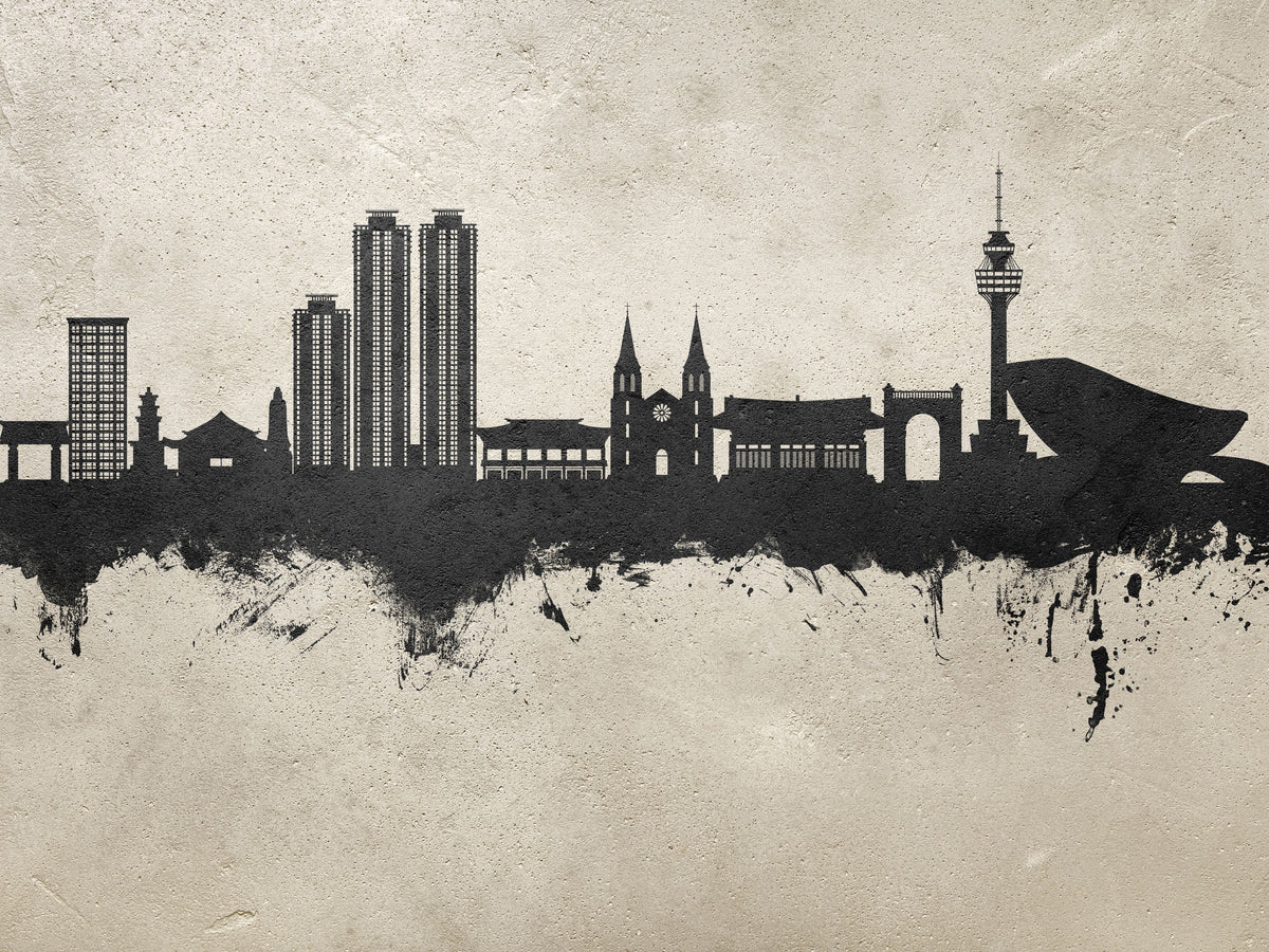 Daegu South Korea Skyline Concrete Mural Wallpaper - pure wallpaper artwork