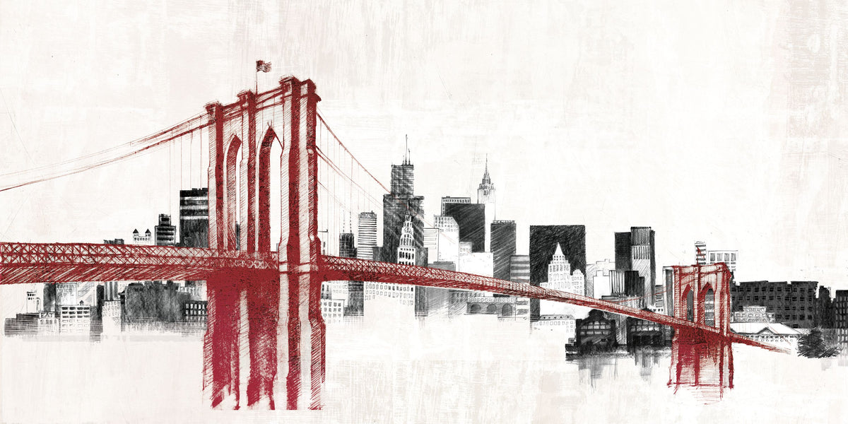 Skyline Crossing Red Mural Wallpaper - pure wallpaper artwork