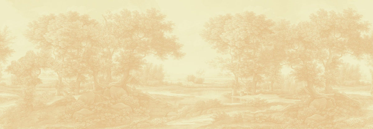 Riverbank Oak Landscape, Oat Mural Wallpaper - pure wallpaper artwork