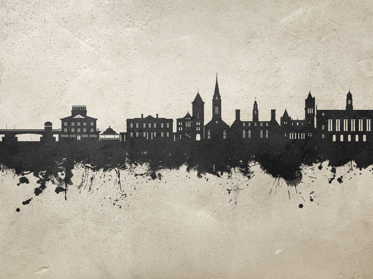 New Bern North Carolina Skyline Concrete Mural Wallpaper - pure wallpaper artwork