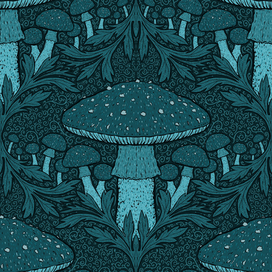 Heritage Toadstool, Blue Mural Wallpaper