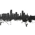 Miami Florida Skyline Blck & White Mural Wallpaper - pure wallpaper artwork