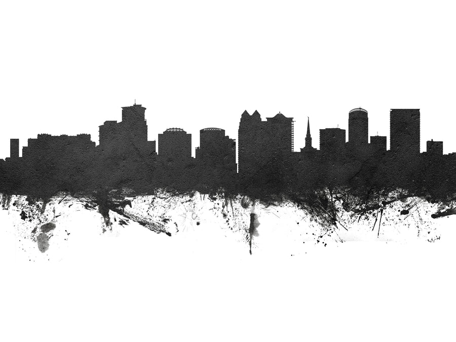Orlando Florida Skyline Black & White Mural Wallpaper