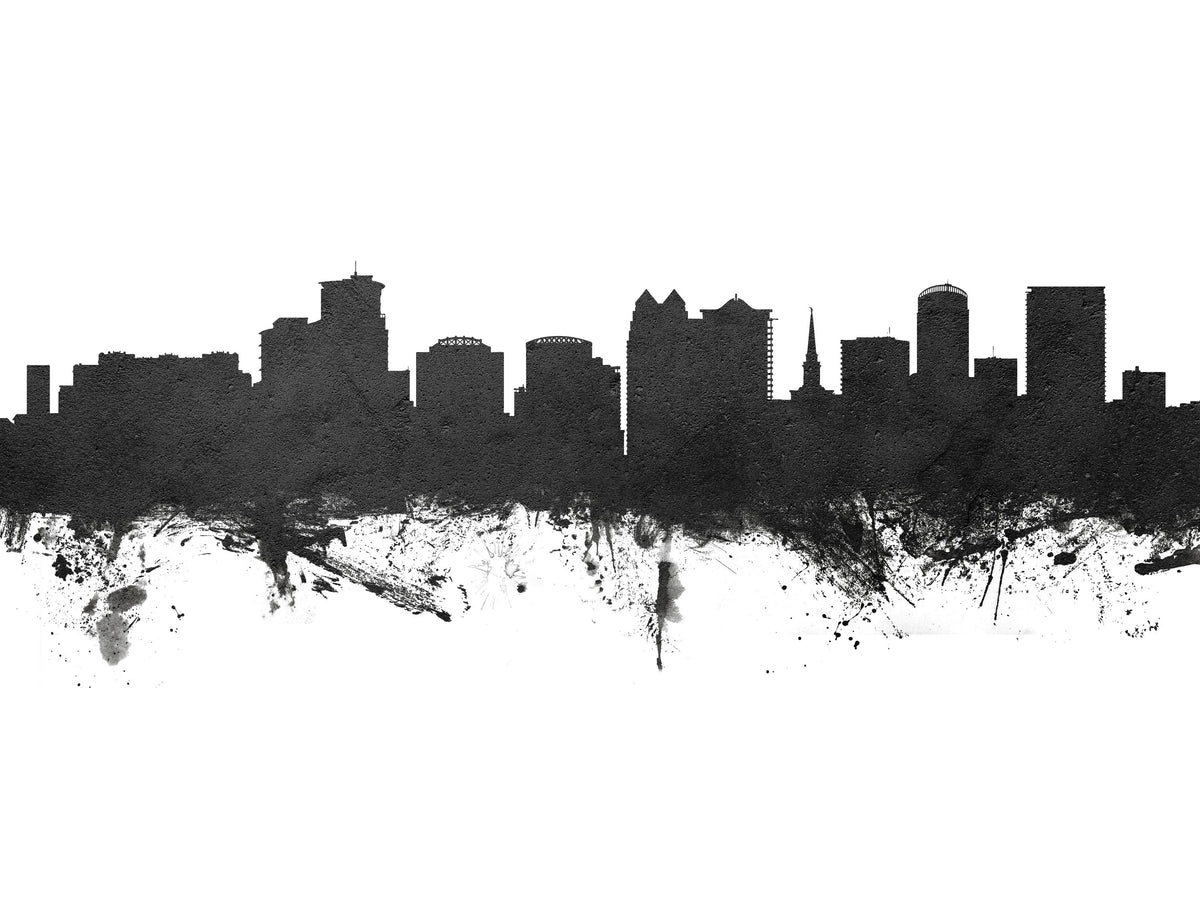 Orlando Florida Skyline Black & White Mural Wallpaper - pure wallpaper artwork