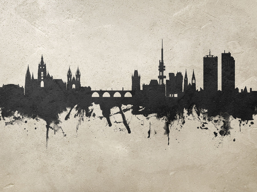 Prague (Praha) Czech Republic Skyline Concrete Mural Wallpaper
