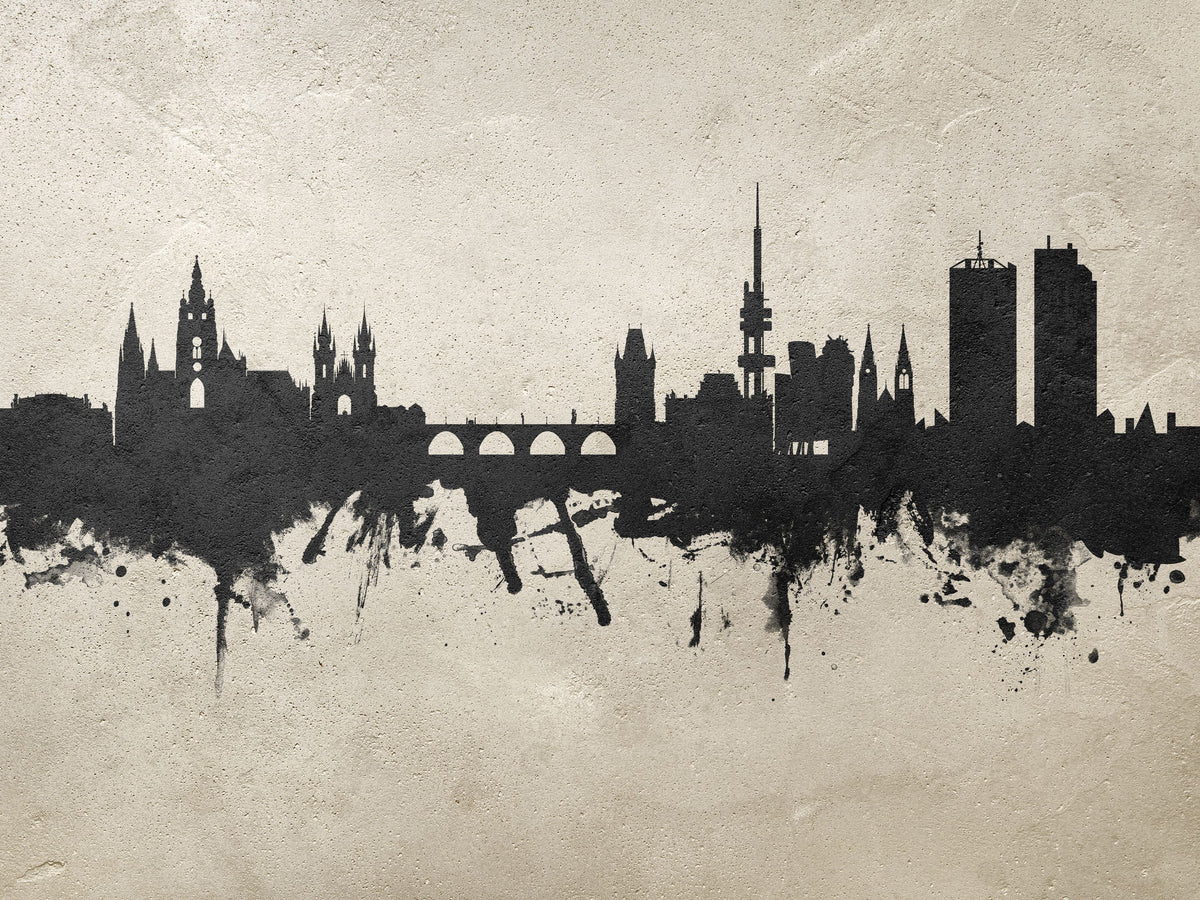 Prague (Praha) Czech Republic Skyline Concrete Mural Wallpaper - pure wallpaper artwork