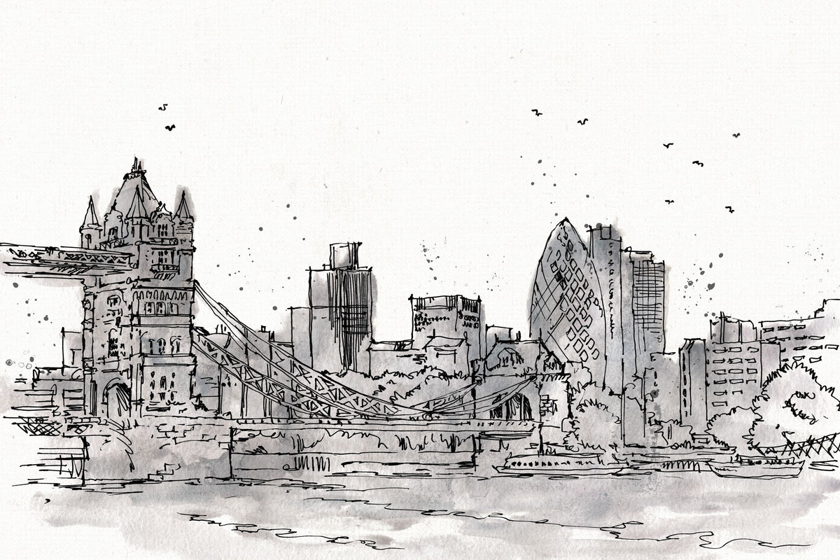 Skyline Sketches London Mural Wallpaper - pure wallpaper artwork
