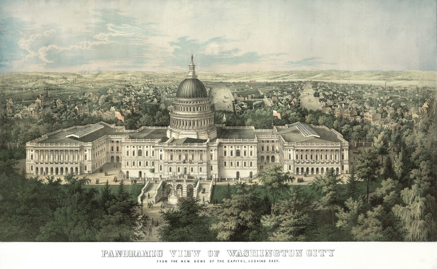 Old View of the United States Capitol and the City of Washington, 1857 Mural Wallpaper