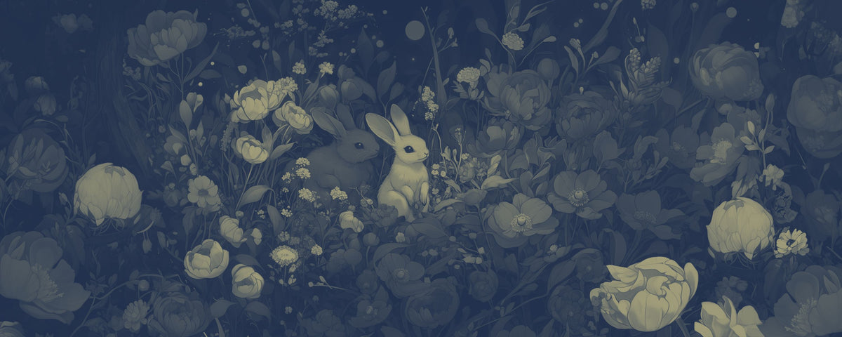 Rabbits Blue Mural Wallpaper - pure wallpaper artwork