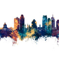 Saint Paul Minnesota Skyline Blue & Bronze Mural Wallpaper - pure wallpaper artwork