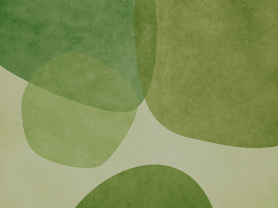 Embracing Shapes, Dill Green Mural Wallpaper