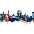 Georgetown Guyana Skyline Blue & Bronze Mural Wallpaper - pure wallpaper artwork