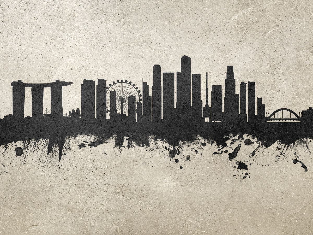 Singapore Skyline Concrete Mural Wallpaper - pure wallpaper artwork