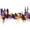 Zagreb Croatia Skyline Purple & Gold Mural Wallpaper - pure wallpaper artwork