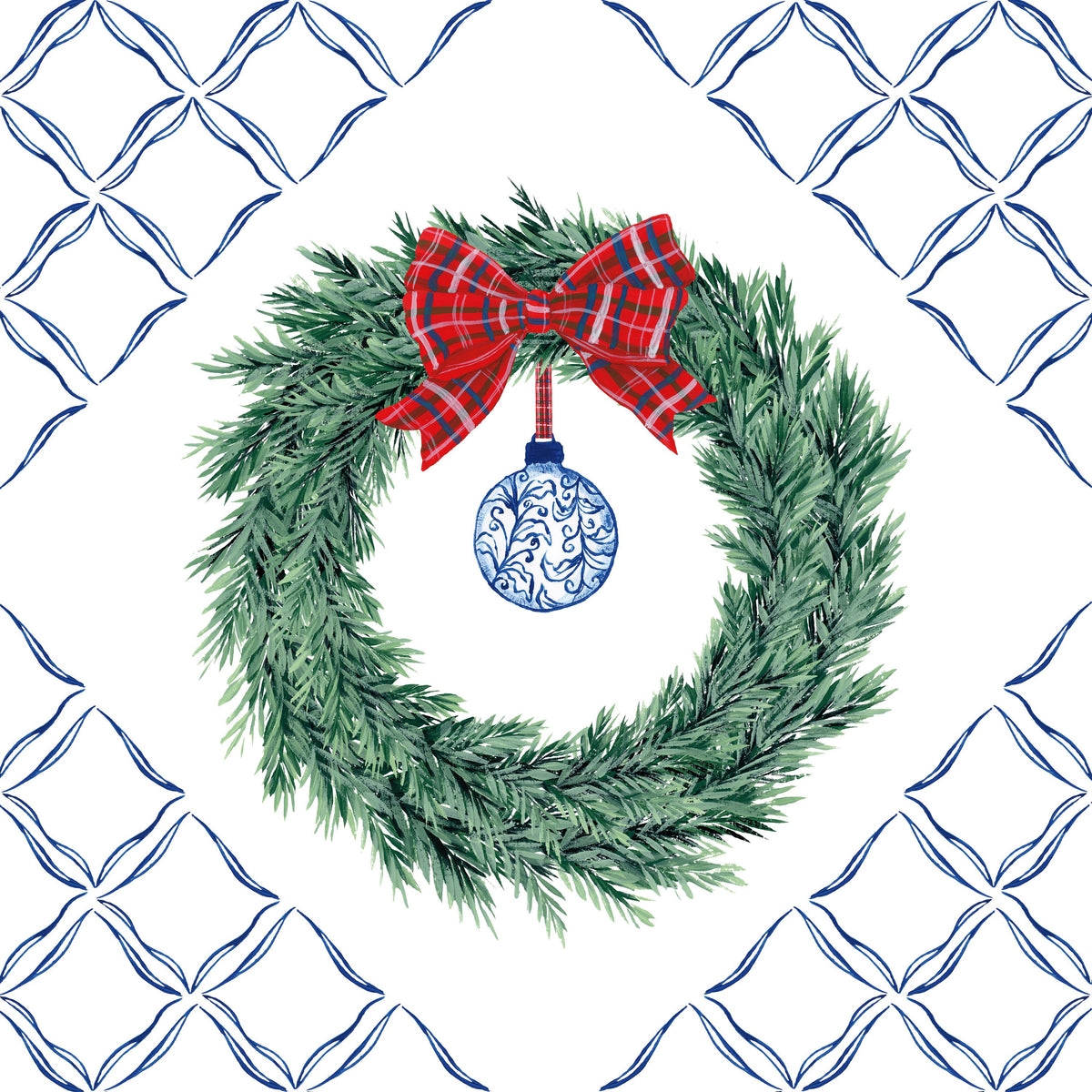 Holiday Tartan and Chinoiserie IV Mural Wallpaper - pure wallpaper artwork
