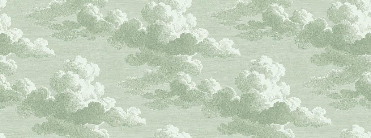 Intaglio Clouds, Sage Mural Wallpaper - pure wallpaper artwork