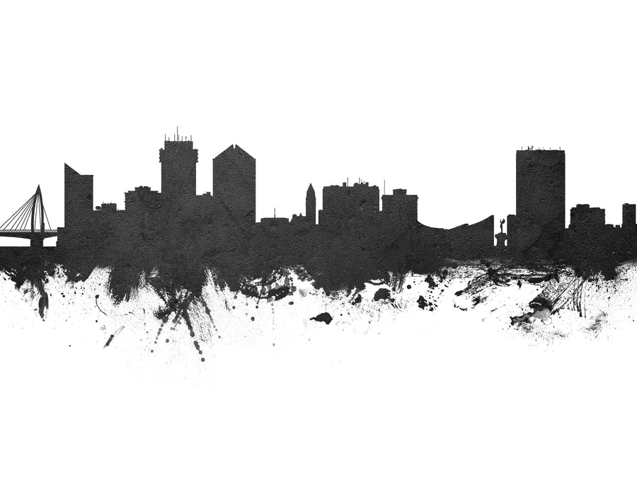 Wichita Kansas Skyline Black & White Mural Wallpaper