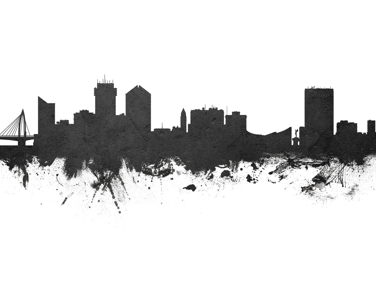 Wichita Kansas Skyline Black & White Mural Wallpaper - pure wallpaper artwork