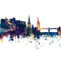 Edinburgh Scotland Skyline Blue & Bronze Mural Wallpaper - pure wallpaper artwork