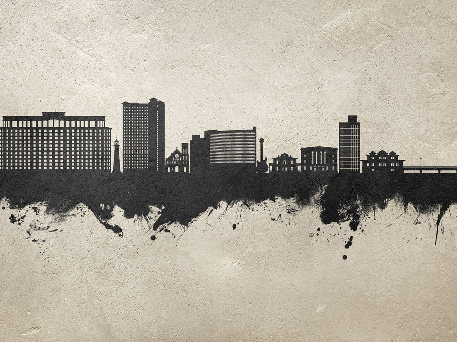 Biloxi Mississippi Skyline Concrete Mural Wallpaper