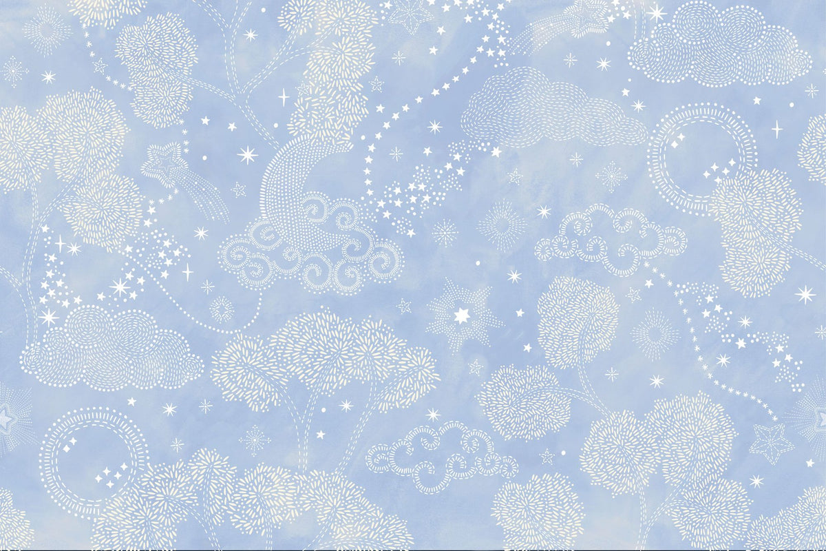 Moonlit Sky, Baby Blue Mural Wallpaper - pure wallpaper artwork
