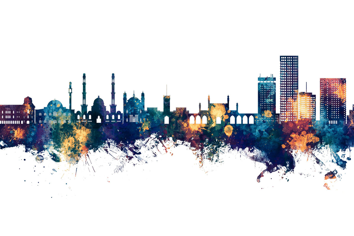 Kabul Afghanistan Skyline Blue & Bronze Mural Wallpaper - pure wallpaper artwork