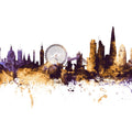 London Skyline Purple & Gold Mural Wallpaper - pure wallpaper artwork