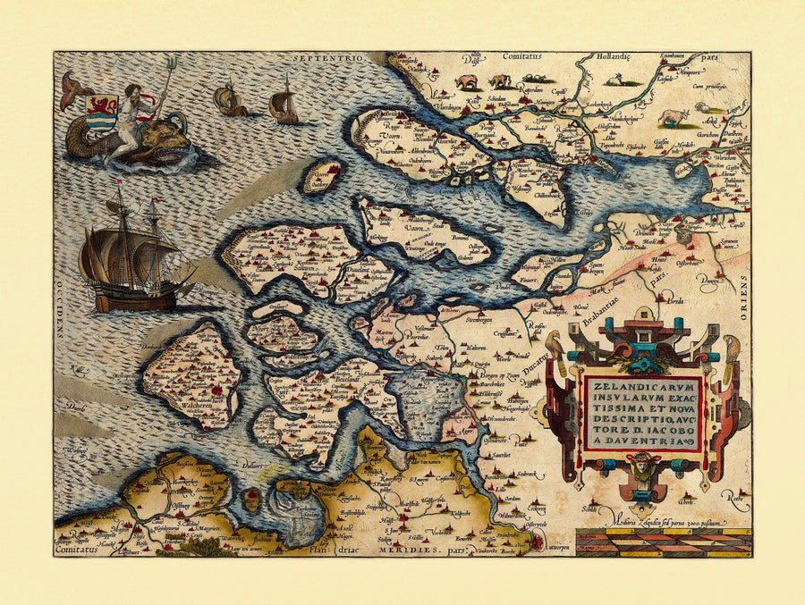 Old Map of the Netherlands, No.I, 1570 Mural Wallpaper