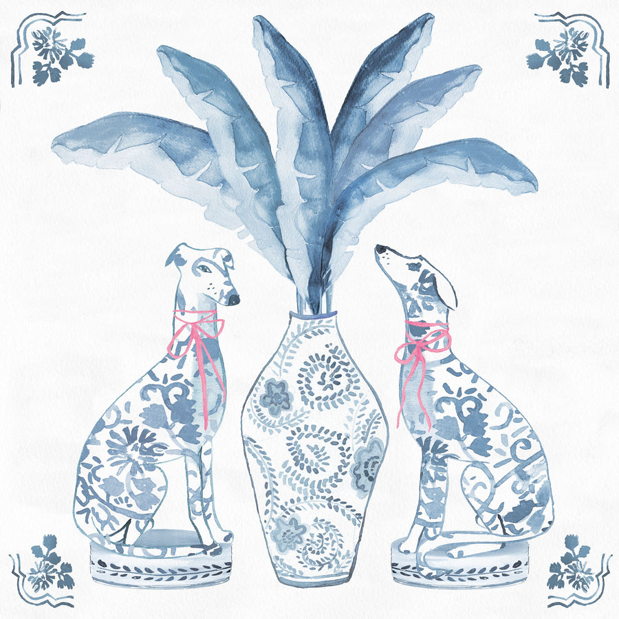 Chinoiserie Dogs I Mural Wallpaper