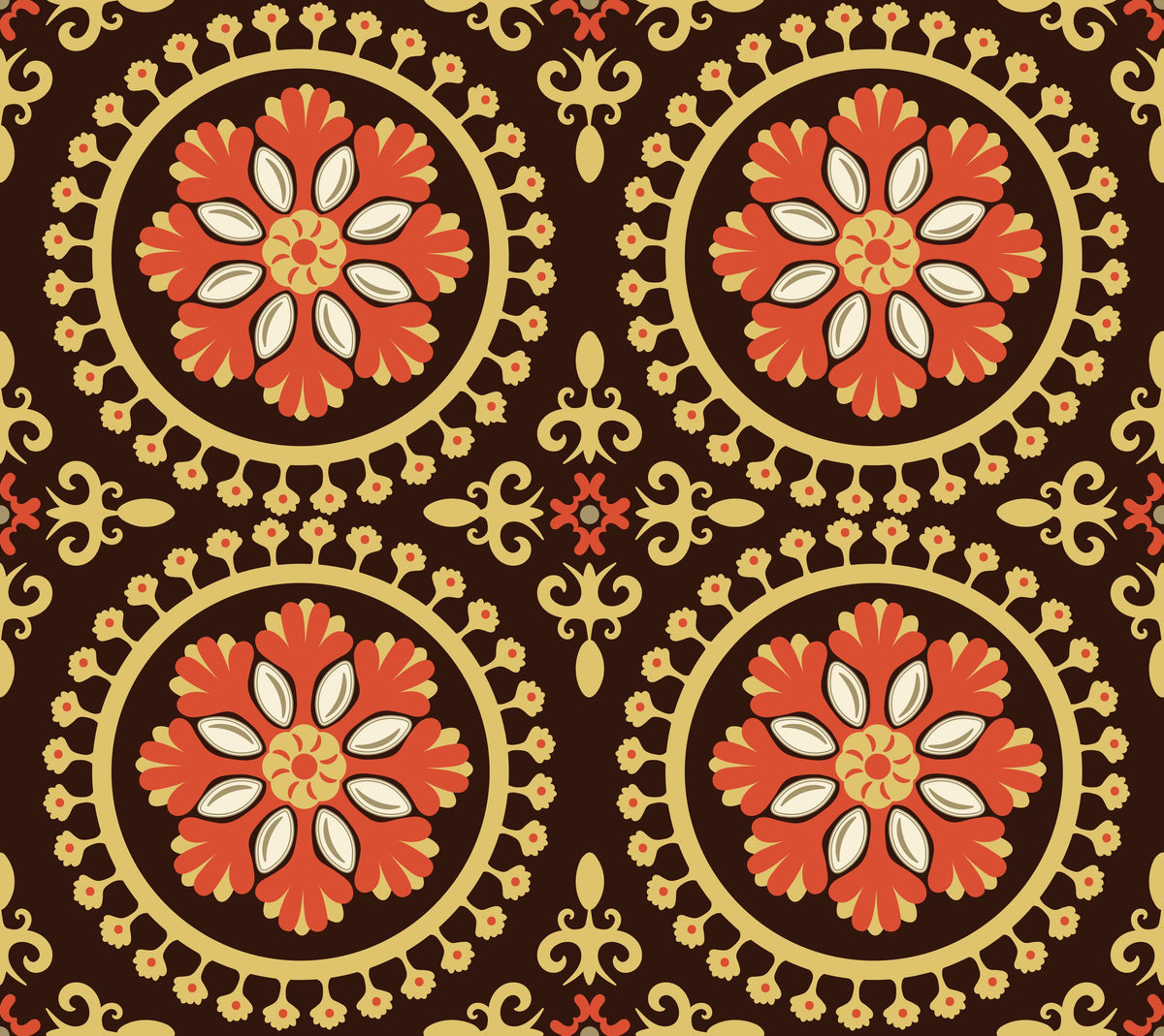 Geo Floral, Chocolate Mural Wallpaper - pure wallpaper artwork