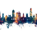 New Haven Connecticut Skyline Blue & Bronze Mural Wallpaper - pure wallpaper artwork