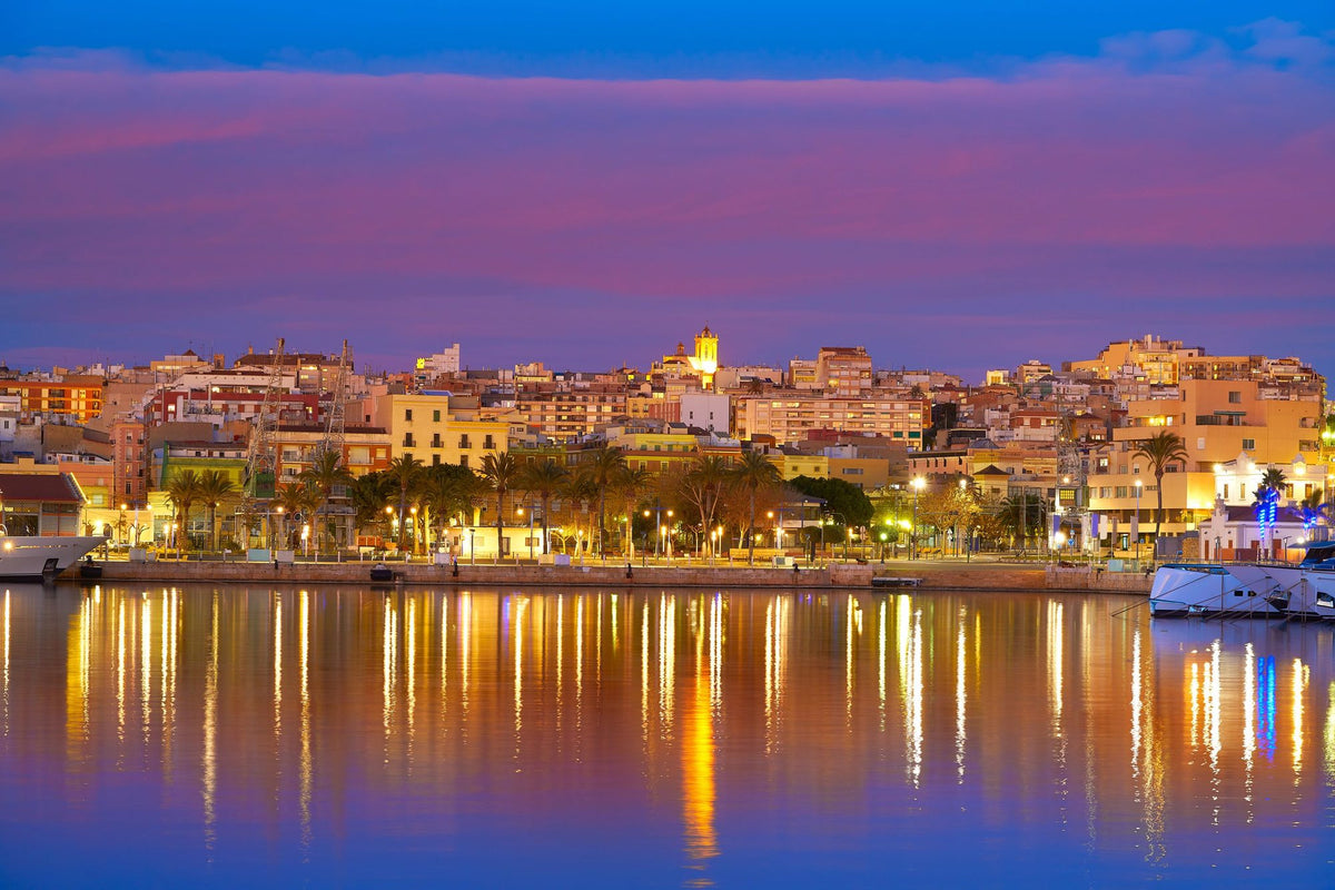 Tropical Harbor Twilight Mural Wallpaper - pure wallpaper artwork