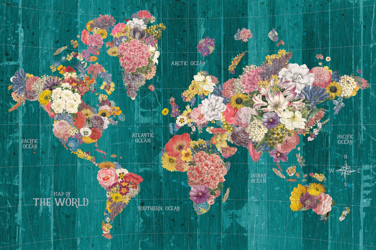 Dark Botanical World Mural Wallpaper - pure wallpaper artwork
