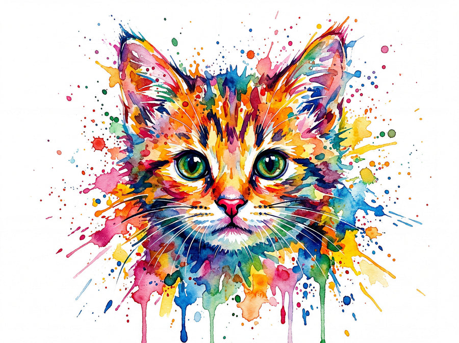 Kitten - Watercolor Spirit Animals Series Mural Wallpaper