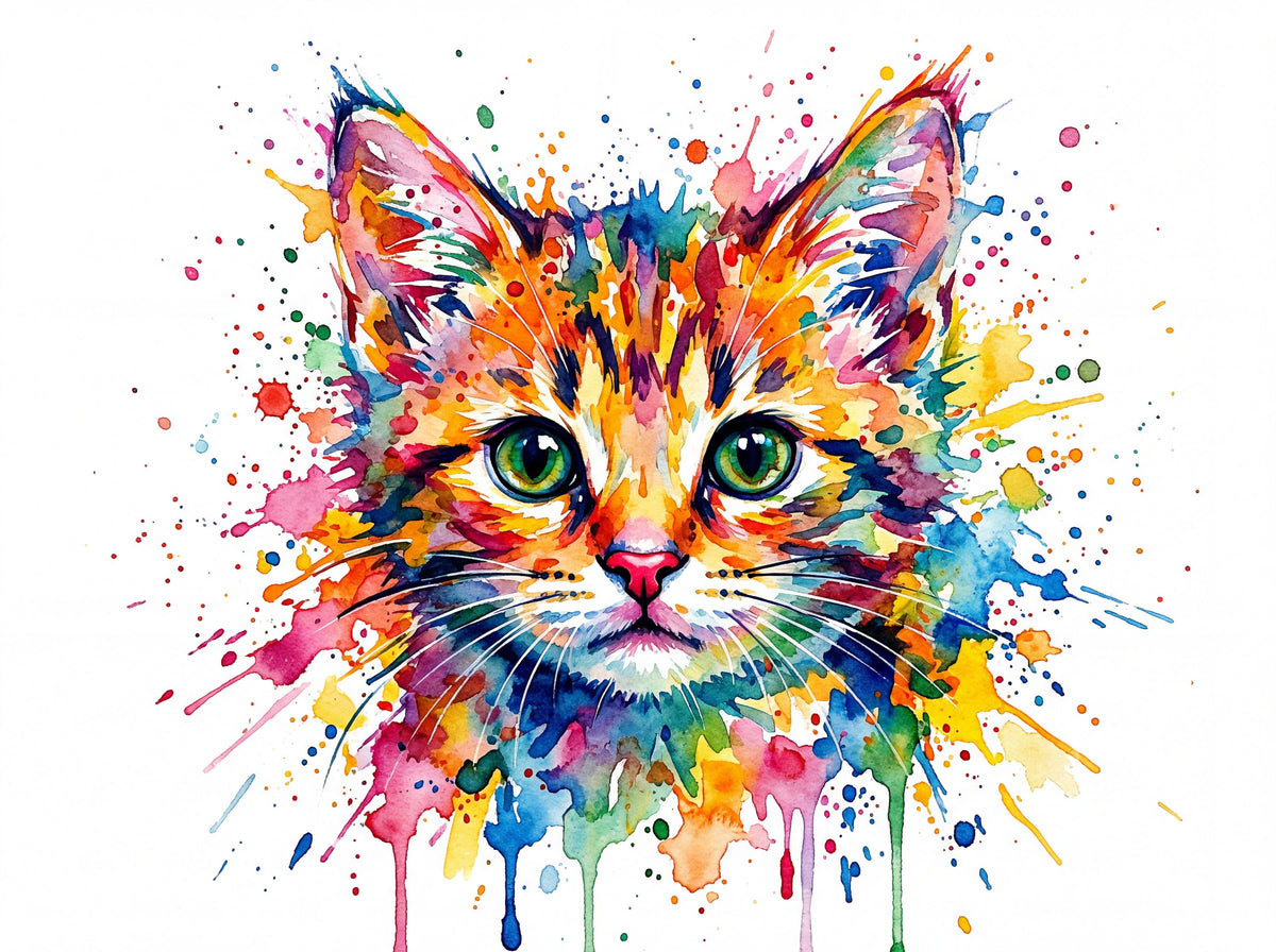 Kitten - Watercolor Spirit Animals Series Mural Wallpaper - pure wallpaper artwork