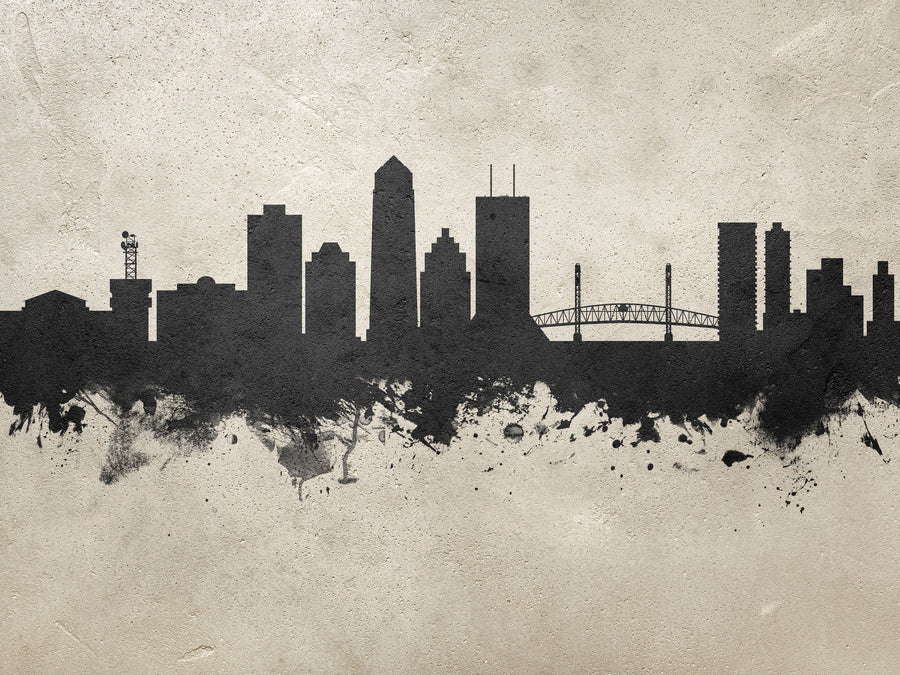 Jacksonville Florida Skyline Concrete Mural Wallpaper