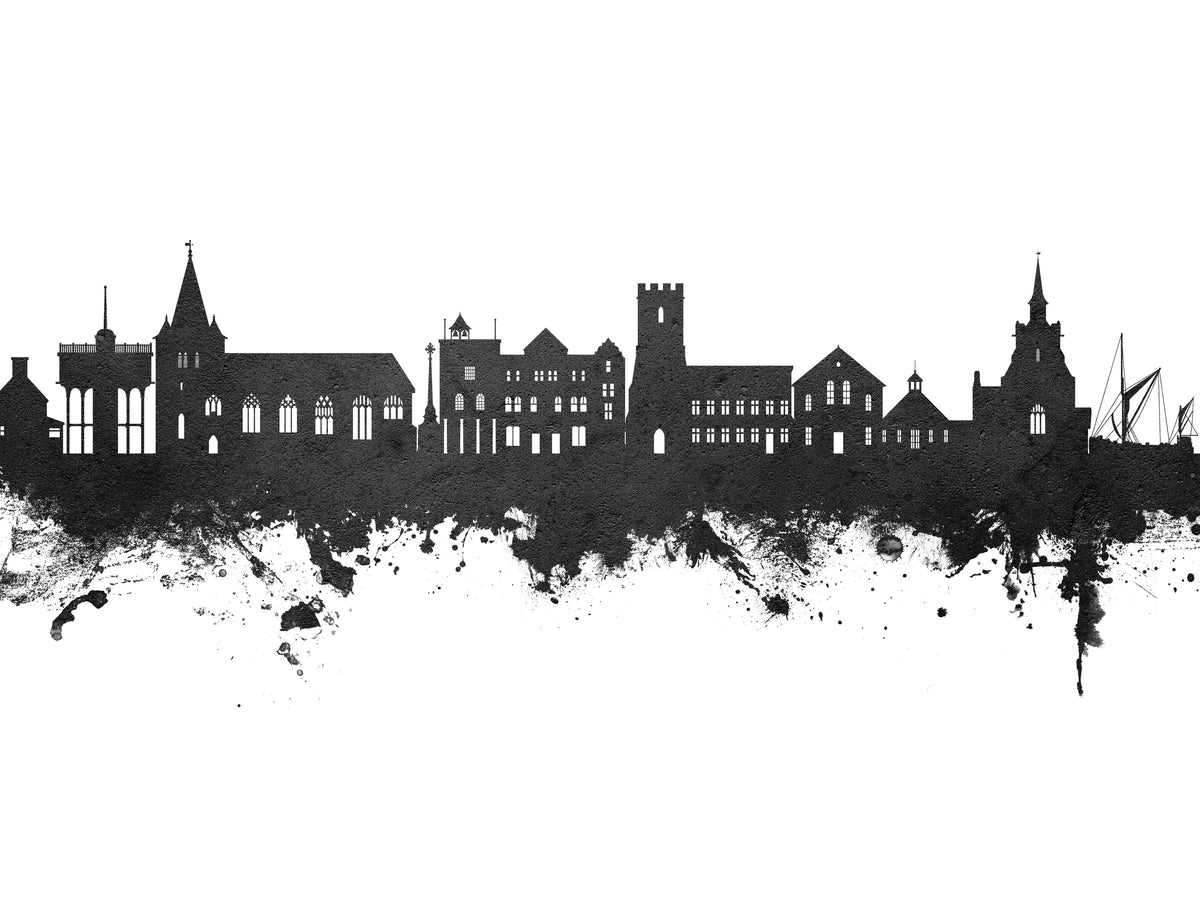 Maldon England Skyline Black & White Mural Wallpaper - pure wallpaper artwork