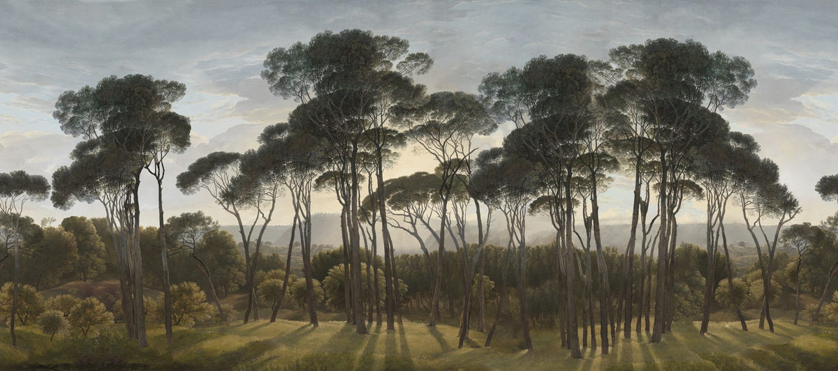 Mediterranean Pine Landscape, Vintage Mural Wallpaper - pure wallpaper artwork